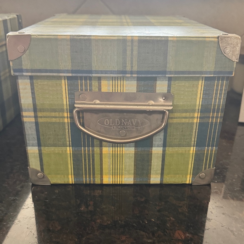 Old Navy Green Plaid Storage Box
